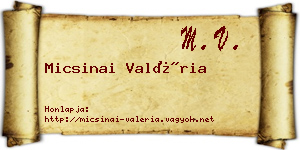 Micsinai Valéria névjegykártya